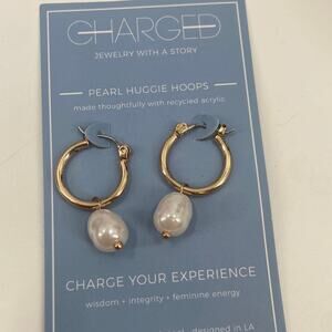 NEW! Baroque Charged pearl huggie hoops